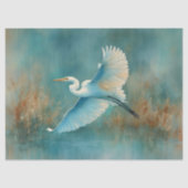 White Egret in Flight Waterverf Decoupage Tissuepapier (Voorkant)