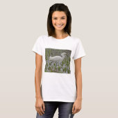 White Egret in Water and Greens Natuur Wading Bird T-shirt (Voorkant volledig)