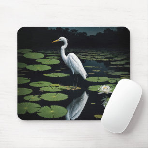 White Egret op Lily Pad Muismat