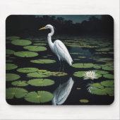 White Egret op Lily Pad Muismat (Voorkant)