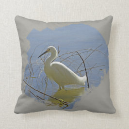 White Egret Photo Elegant Bird Calm Water Natuur Kussen