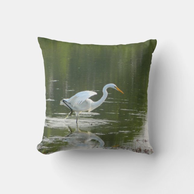 White Egret Pillow Kussen (Voorkant)