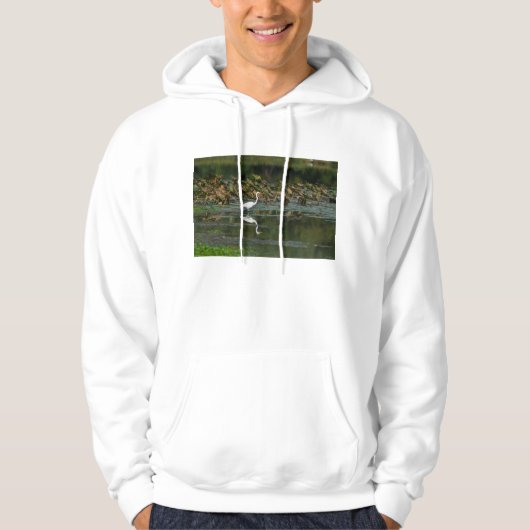 White Egret Reflection Hoodie (Voorkant)