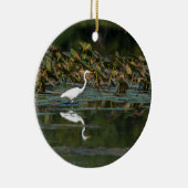 White Egret Reflection Keramisch Ornament (Rechts)