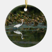 White Egret Reflection Keramisch Ornament (Voorkant)