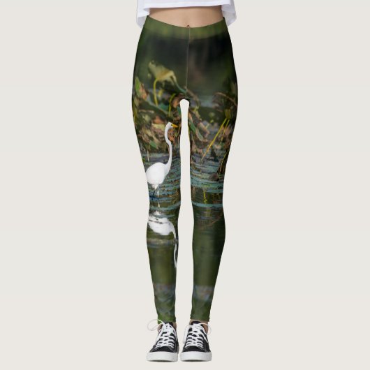 White Egret Reflection Leggings (Voorkant)