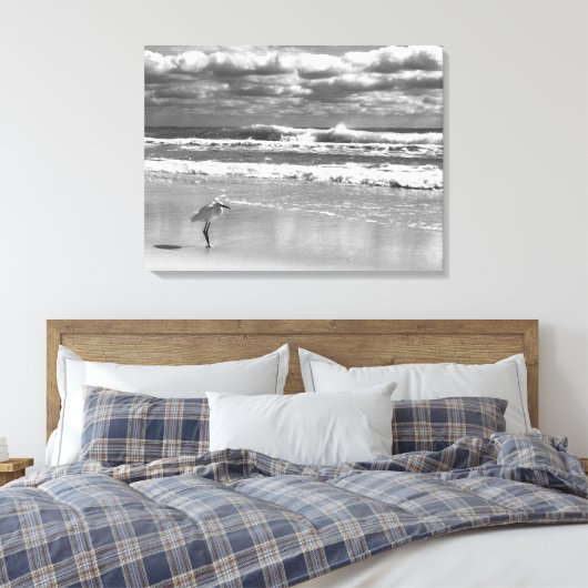 White Egret Stretted Canvas Print (Insitu (Slaapkamer))