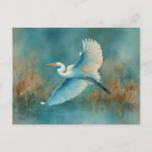 White Egret tijdens de Waterverf Briefkaart (Voorkant)