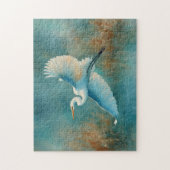 White Egret tijdens de Waterverf Legpuzzel (Verticaal)