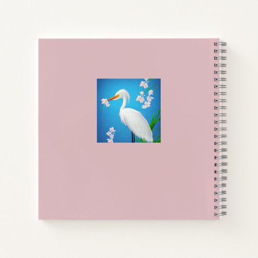 White Egret with Sakura Cherry Trees Guests Notitieboek (Achterkant)