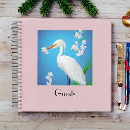 White Egret with Sakura Cherry Trees Guests Notitieboek