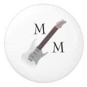 White Electric Guitar Monogrammed Keramische Knop (Voorkant)