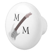 White Electric Guitar Monogrammed Keramische Knop (Rechts)