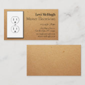 White Electrical Outlet against Tan Craft Paper Visitekaartje (Voorkant / Achterkant)