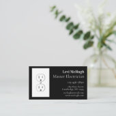 White Electrical Outlet op zwart Visitekaartje (Staand voorkant)