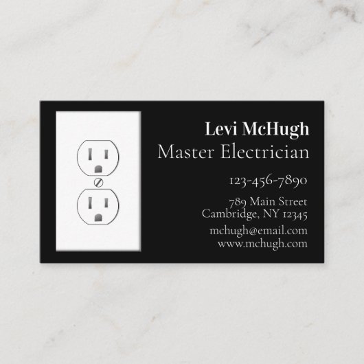 White Electrical Outlet op zwart Visitekaartje (Voorkant)