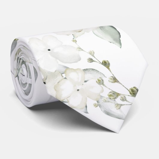 White Elegance First Spring Florals Wedding Stropdas (Opgerold)