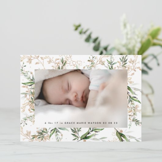 White Elegant Boho Golden Sage Eucalyptus Photo (Staand voorkant)