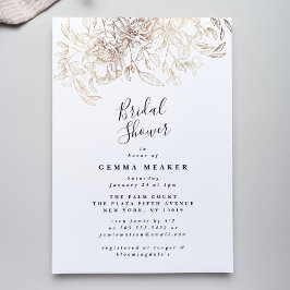White Elegant Botanical Bridal Shower Invitation