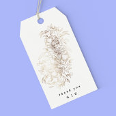 White Elegant Drawn Botanical Monogram Weddenschap Cadeaulabel