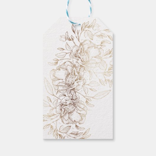 White Elegant Drawn Botanical Monogram Weddenschap Cadeaulabel (Achterkant)