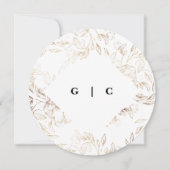 White Elegant Drawn Botanical Monogram Weddenschap Kaart (Voorkant)