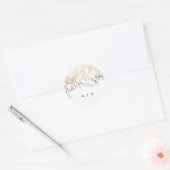 White Elegant Drawn Botanical Monogram Weddenschap Ronde Sticker (Envelop)