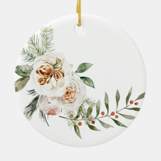 White Elegant Floral Moeder van de Bride Keramisch Ornament (Achterkant)