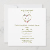 White Elegant Floral Pink Heart 3 Photos Wedding Kaart (Achterkant)