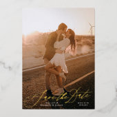 White Elegant foto the Wedding Gold Save the Date Folie Uitnodiging (Voorkant)