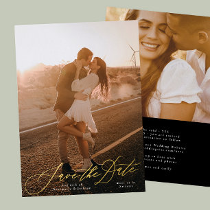 White Elegant foto the Wedding Gold Save the Date Folie Uitnodiging