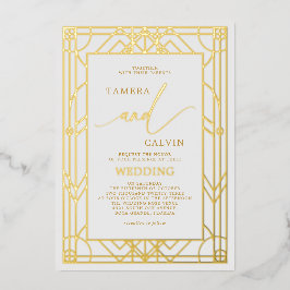 White Elegant Gold Decorative Lijst Wedding Folie Uitnodiging