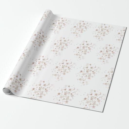 White Elegant Gold Star Holiday New year Gifts  Cadeaupapier (Uitgerold)