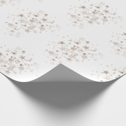 White Elegant Gold Star Holiday New year Gifts  Cadeaupapier (Hoek)