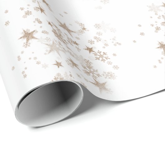 White Elegant Gold Star Holiday New year Gifts  Cadeaupapier (Rol Hoek)