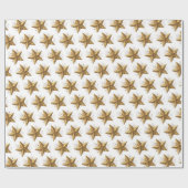 White Elegant Gold Stars Pattern New Year winter Cadeaupapier (Vlak)