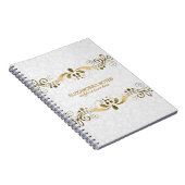 White & Elegant Gold Tones Floral Lijst 2 Notitieboek (Rechterzijde)