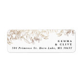 White Elegant Hand Drawn Botanical Wedding Address Etiket (Voorkant)