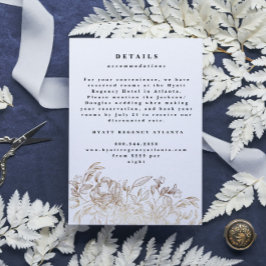 White Elegant Hand Drawn Botanical Wedding Detail Informatiekaartje