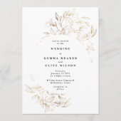 White Elegant Hand Drawn Botanical Wedding Kaart (Voorkant)