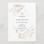 White Elegant Hand Drawn Botanical Wedding Kaart (Voorkant)