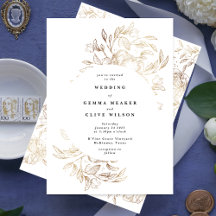 White Elegant Hand Drawn Botanical Wedding
