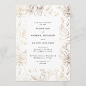 White Elegant Hand Drawn Botanical Wedding Kaart (Voorkant)