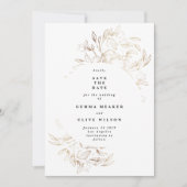 White Elegant Hand Drawn Botanical Wedding Photo Save The Date (Voorkant)