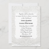 White Elegant Lace Wedding Invitation Kaart (Voorkant)