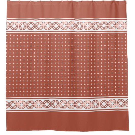 White Elegant Luxury Geometric Pattern Terracotta Douchegordijn (Voorkant)