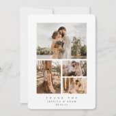 White Elegant Minimal 4 Photo Wedding Flat Bedankkaart (Voorkant)