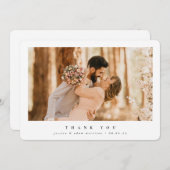 White Elegant Minimal Single Photo Wedding Bedankkaart (Voorkant / Achterkant)