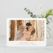 White Elegant Minimal Single Photo Wedding Bedankkaart (Staand voorkant)