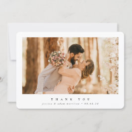 White Elegant Minimal Single Photo Wedding Bedankkaart